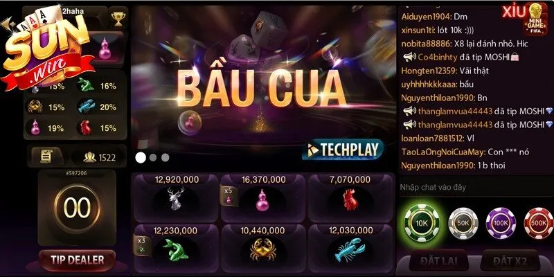 Trò chơi Bầu cua tại sảnh casino rất hấp dẫn anh em tham gia giải trí