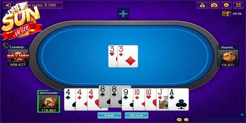Thứ tự các quân bài và bộ dây trong game Sâm lốc Sunwin
