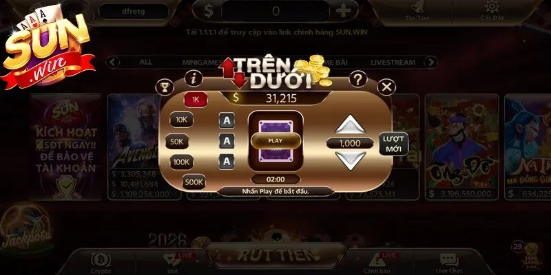 Trên dưới Sunwin là một mini game dự đoán kết quả nhanh chóng